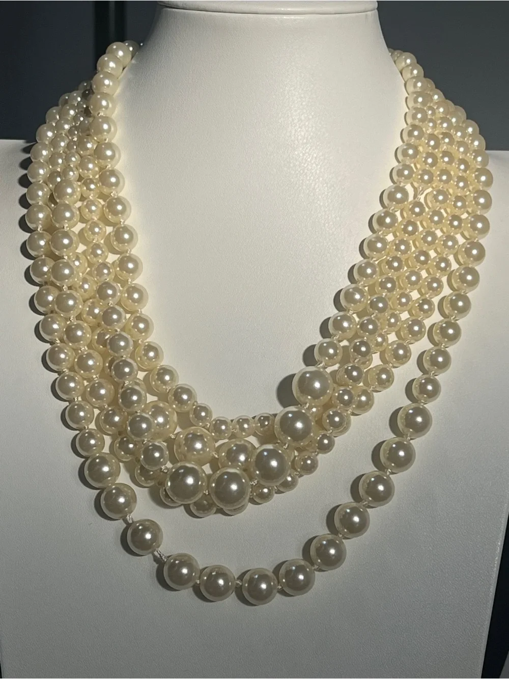 J. Crew Multi-Strand Glass Pearl Necklace in Ivory